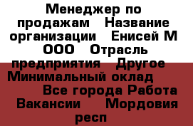 Менеджер по продажам › Название организации ­ Енисей-М, ООО › Отрасль предприятия ­ Другое › Минимальный оклад ­ 100 000 - Все города Работа » Вакансии   . Мордовия респ.